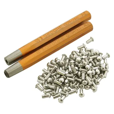 Satz, mit 100 rundköpf massivem Aluminium Nieten